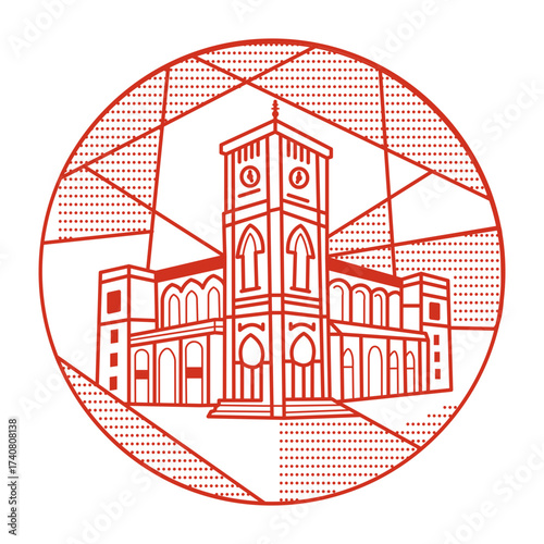 A linear style illustration representing barbados parliament