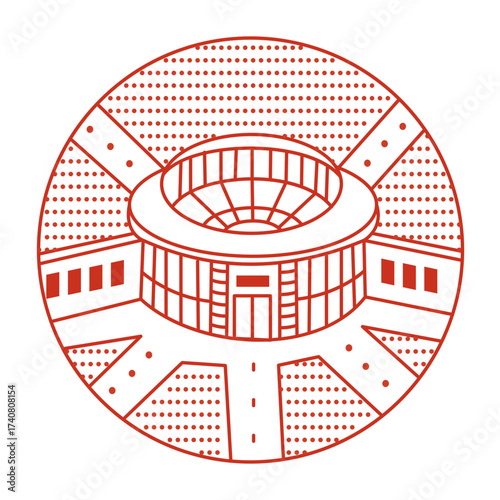 A line style illustration showing aarhus stadium
