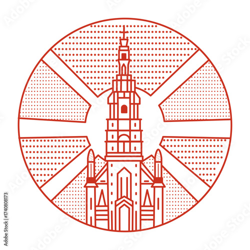 An outline style illustration depicting antwerp