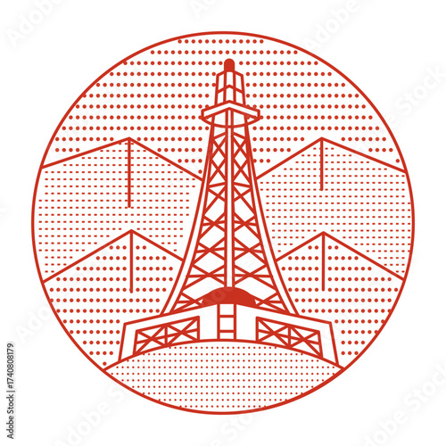 A linear style illustration representing gliwice tower