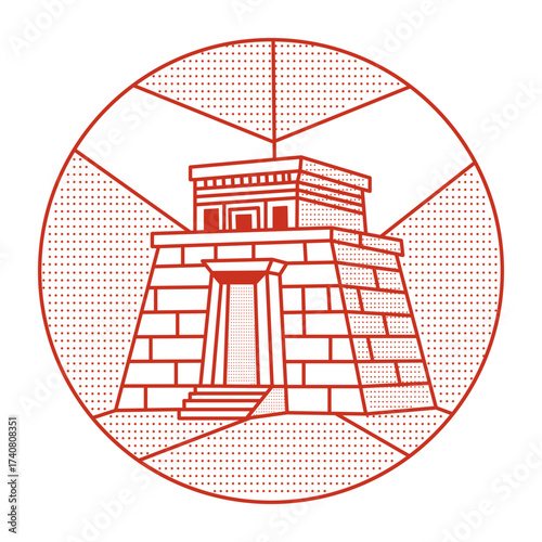 An outline style illustration depicting dendur temple