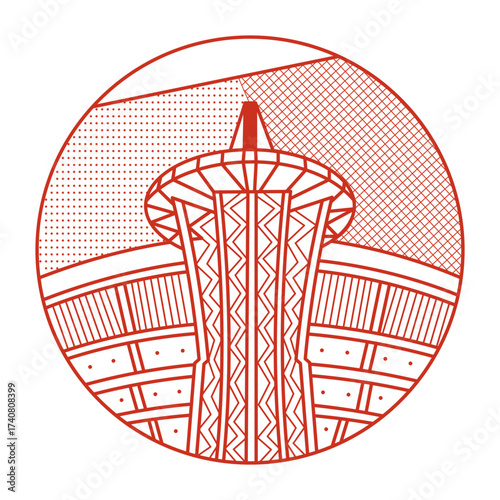A linear style illustration representing aspire tower