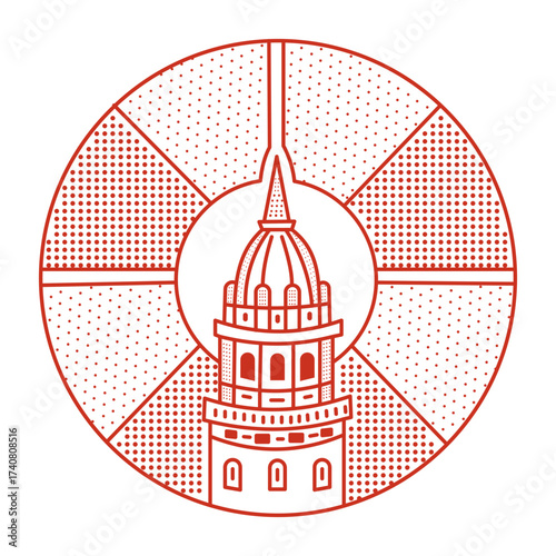 An outline style illustration depicting fisherman bastion