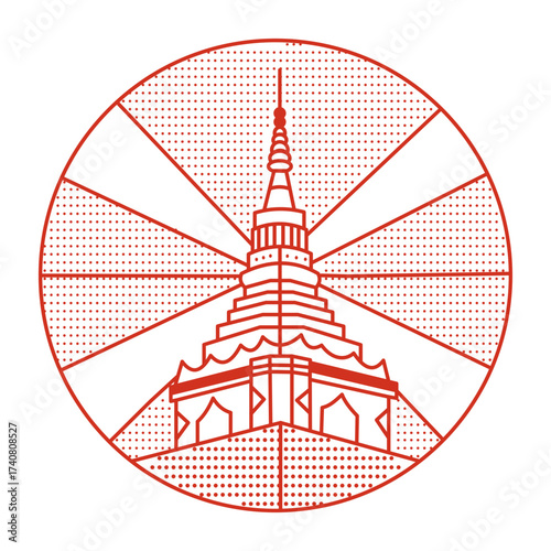 A linear style illustration representing doi suthep