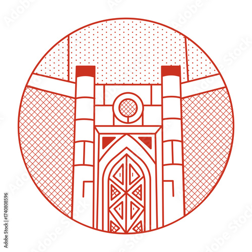 A linear style illustration representing bab bahrain