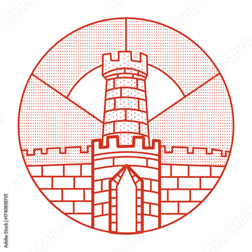 A linear style illustration representing belgrade fortress