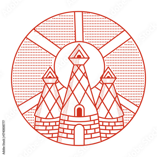 An outline style illustration depicting cappadocia chimney