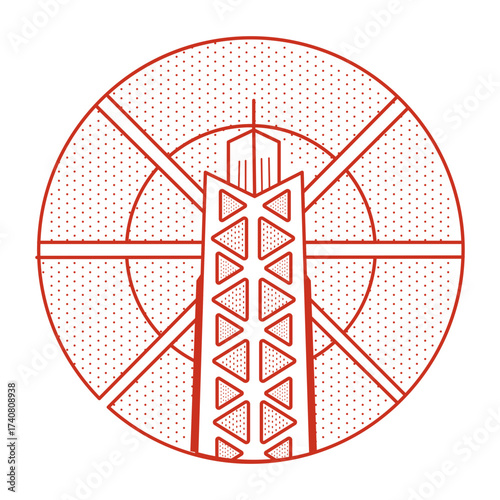 A line style illustration showing willies tower