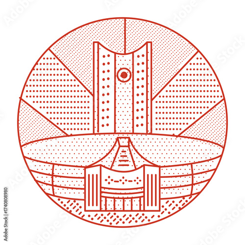 A linear style illustration representing city hall