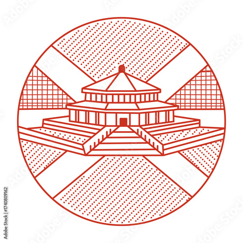 An outline style illustration depicting forbidden city