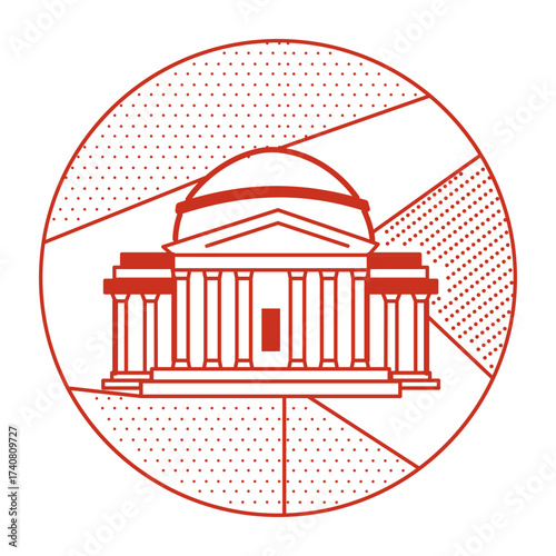A linear style illustration representing jefferson memorial