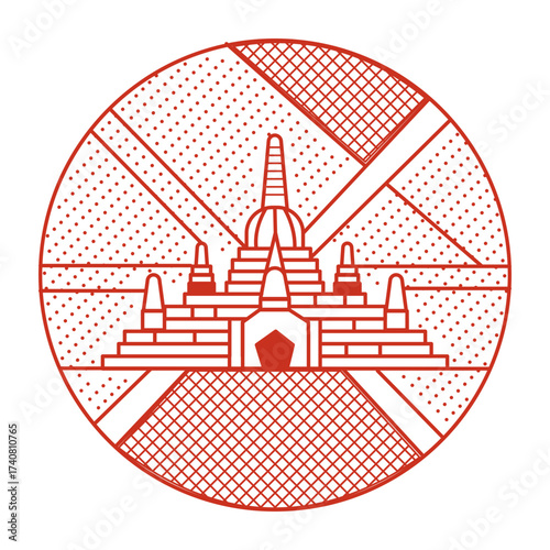 A line style illustration showing old bagan