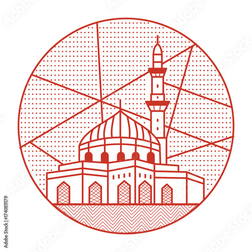A linear style illustration representing abdullah mosque