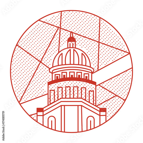 A linear style illustration representing cuban capitol