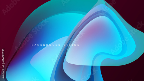 Abstract fluid shapes, vibrant colors blend. Blue, purple hues dominate dark background. Modern design element.