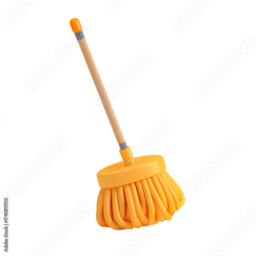 Yellow mop 3d style on transparent background