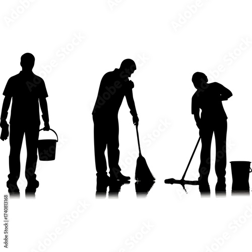 Cleaning crew working together to maintain cleanliness and order.
