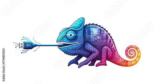 Catch the connection with a vibrant digital chameleon, a symbol of adaptability in technology, networking, and seamless data transfer solutions today