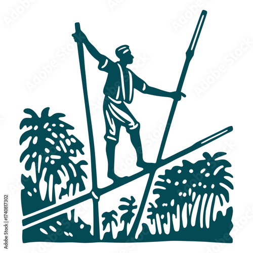 Filipino Stilt Walker Bamboo Silhouette Illustration Hiriq Bamboo Stilts Philippines Stilt walker mid stride