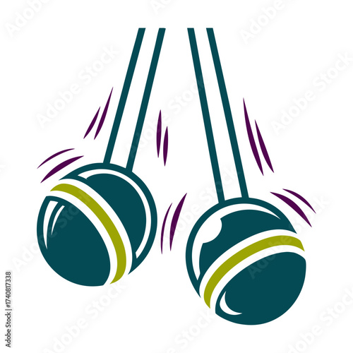 Lato Lato Clackers Collision Abstract Illustration Lato Lato Clackers Indonesia Two balls colliding mid swing on strings