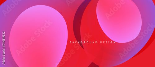 Abstract design features overlapping circles. Gradient shades of pink, purple create dynamic visual effect. Minimalist style, modern aesthetic.