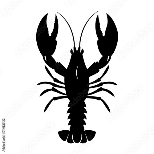 Lobster silhouette illustration highlighting the distinctive shape and claw structures of crustaceans
