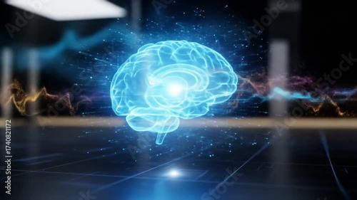 Wallpaper Mural Holographic Brain: Digital Intelligence Visualization Torontodigital.ca