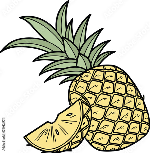 Vector illustration of a pineapple isolated on a transparent background
