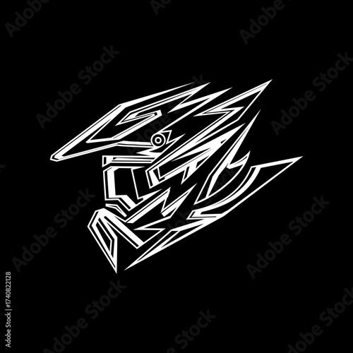 Supermoto Motocross helmet logo design template emblem badge.