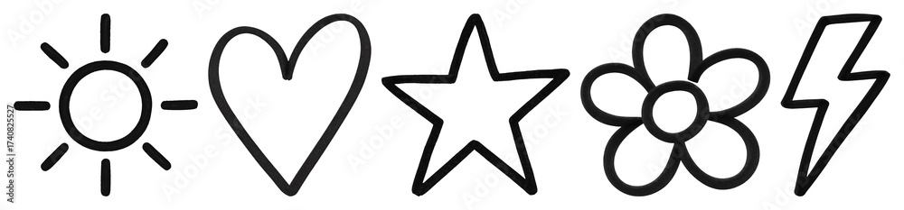 Obraz premium Simple black outline symbols