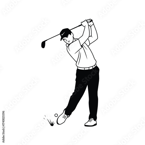 Man in motion swinging a golf club during a game