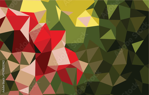 Abstract Geometric Pattern of Red and Green Triangles