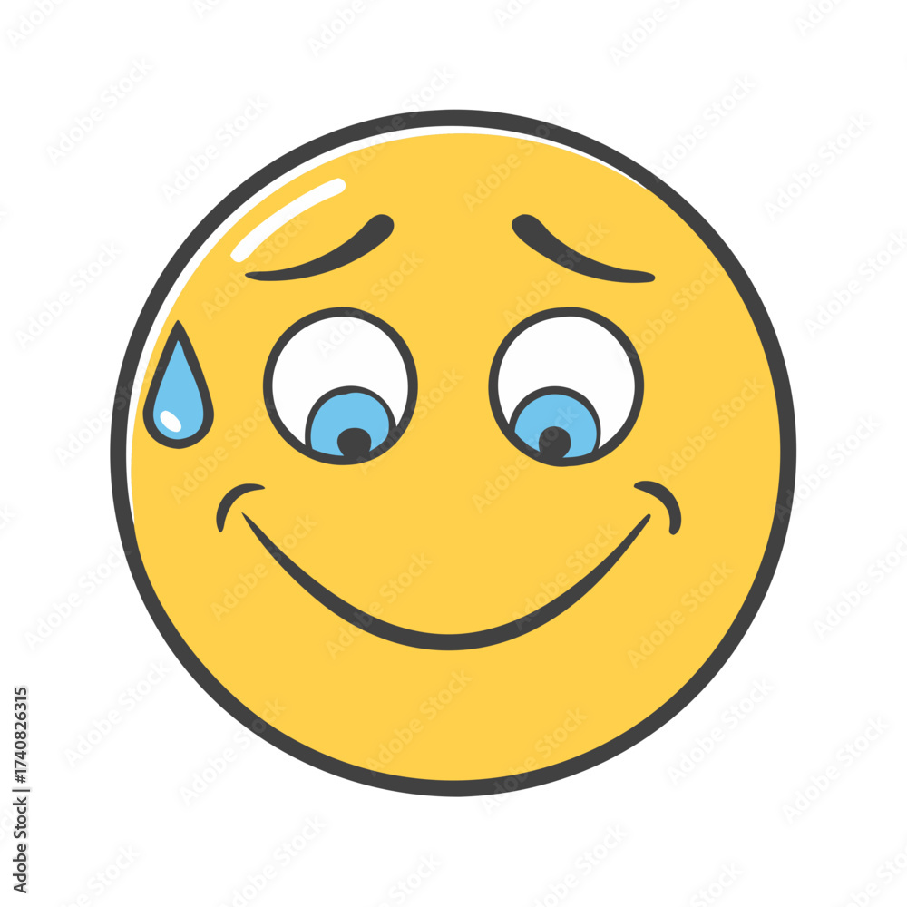Fototapeta premium smiling face with a tear emotional balance icon