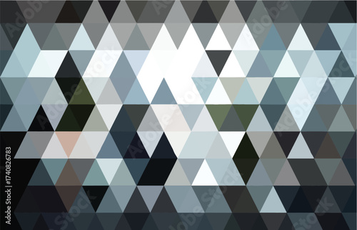 Horizontal Abstract Geometric Pattern in Grayscale and Blue Tones