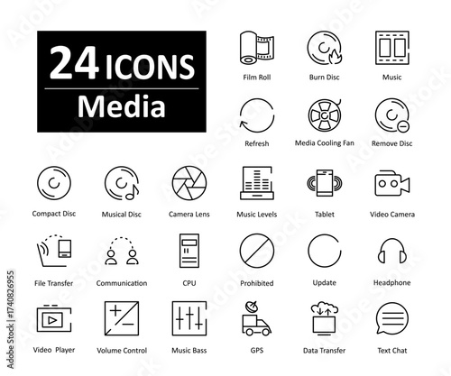 These are 24 beautiful small, pixel perfect electronics interface vector icons.