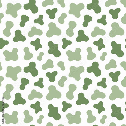 Seamless Pattern of Abstract Olive Green Shapes on White Background Design Element for Textiles and Creative Projects