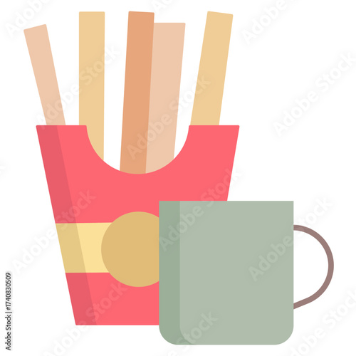 fries and coffee flat icon design