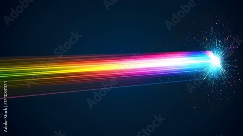 Bright colorful light streaks explosion on dark background, conceptual burst