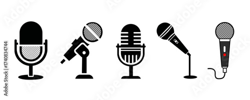 Microphone vector icon. Different microphone collection vector illustration 