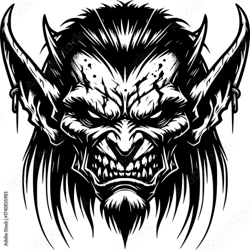A striking tribal tattoo sketch of a winged skull design merges the power of a wolf and a lion's head with a fierce tiger illustration