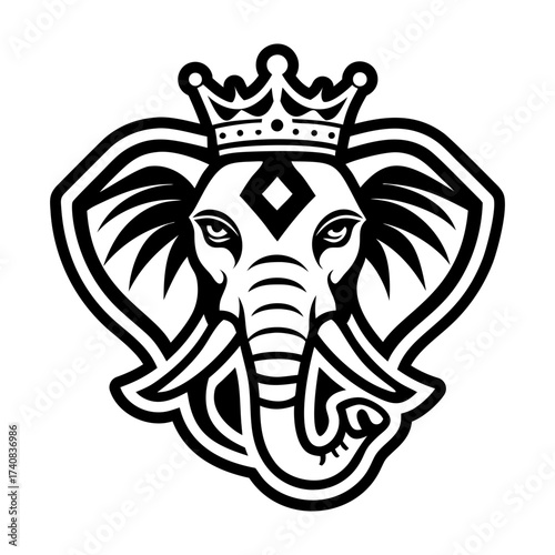 Set of Glyph Style Wild Elephant Icons 

