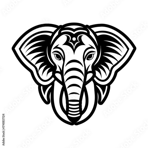 Set of Glyph Style Wild Elephant Icons 

