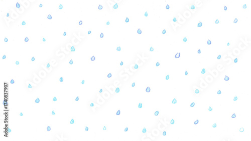 雨t203-0,Hand drawn blue water drop pattern on white background