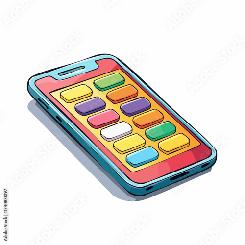 Colorful button panel toy with transparent background