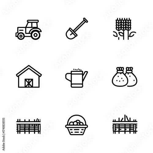Farming Icon Set isolated on transparent background