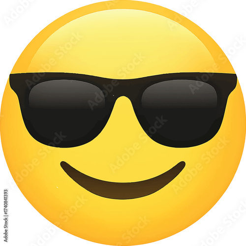 Cool Smiley Emoticon with Sunglasses – High-Resolution Transparent PNG Vector Emoji