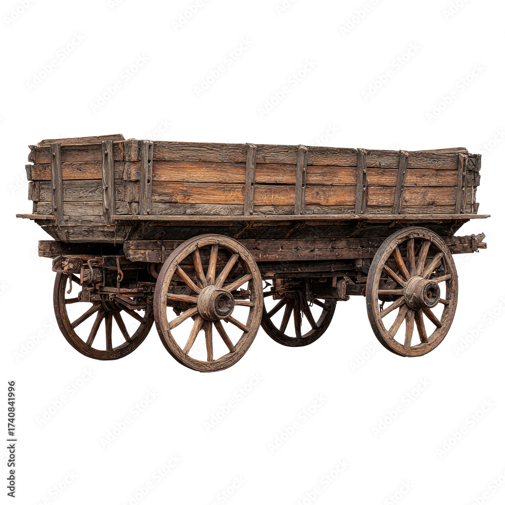 Fototapeta premium Aged wooden wagon, sturdy wheels