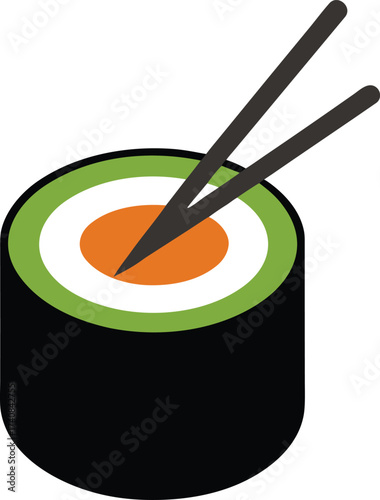 Sushi roll with chopsticks graphic japanese food