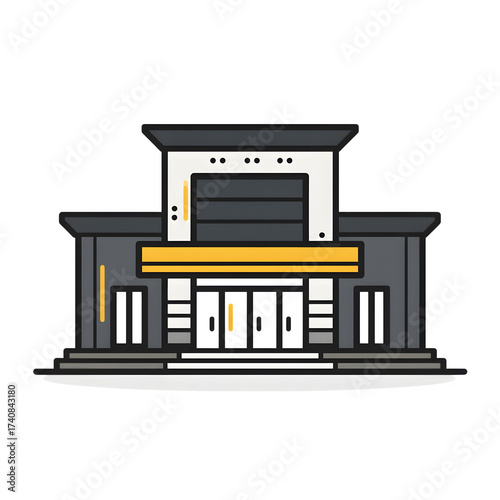 Modern building facade illustration isolated on transparent background