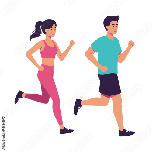 Couple running together outdoors maintaining healthy lifestyle and fitness goals active couple jogging illustration
